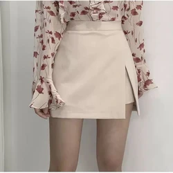 Minifaldas irregulares de estilo coreano para mujer, faldas elásticas con abertura lateral, cintura alta, OL, Popular, primavera y otoño