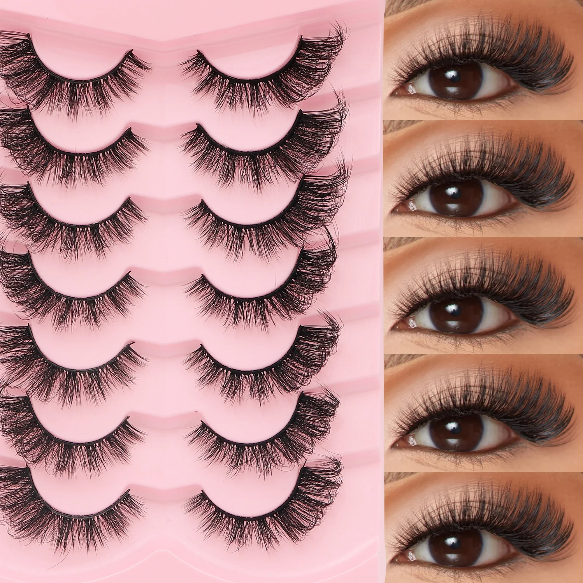 7 Pairs 5D Fluffy Wispy Cat Ey - Faux Mink Lash ulasan dan harga