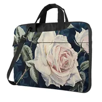 white rose flower laptop bag printed pattern fashion briefcase ultra-thin portable shoulder laptop bag 13 14 15.6in
