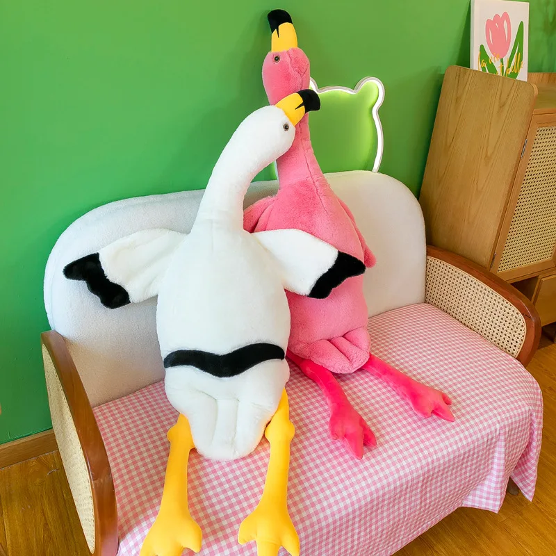 2023 Hot 50cm New Flamingo Big Plush Toys Fluffy Sleep Pillow Cute Animal Stuffed Swan Goose Soft Dolls Girls Birthday Gift