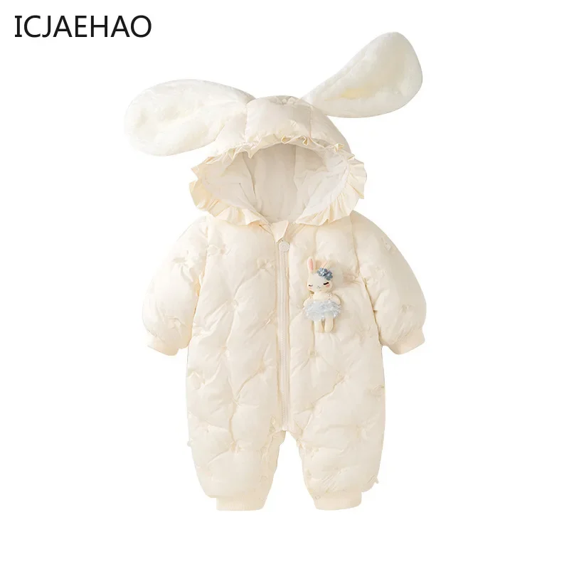 Newborns Baby Romper Coats for Girls Hoodied Bodysuits Clothes Infants Children Rabbit Ears Hoodie Clothes Eids Party 0 - 24M