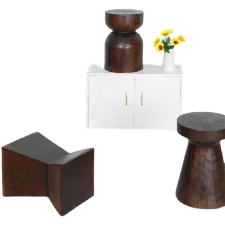 Solid wood coffee table Chinese style rest round stool B & B hotel sofa stump corner table