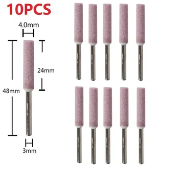 10 Pcs Chainsaw Sharpener Burr Kit 4/4.8/5.5mm Grinder Chain Saw Drill Carving Corundum Grinding Wheel Head For Chainsaw Chains