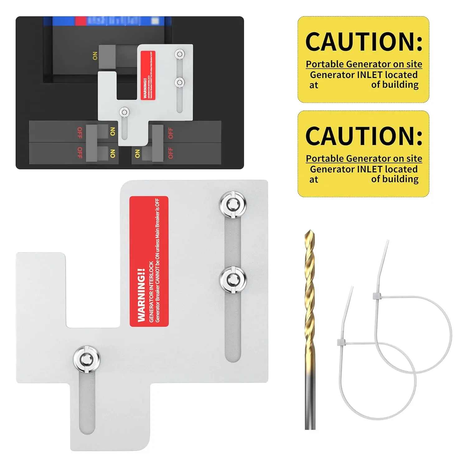 Kit de Intertravamento de Gerador Compatível com Disjuntores Eaton Cutler Hammer Séries BR e CH para Painéis de 150 ou 200 Amperes com Espaçamento de 1 1/4-1 7/16 polegadas