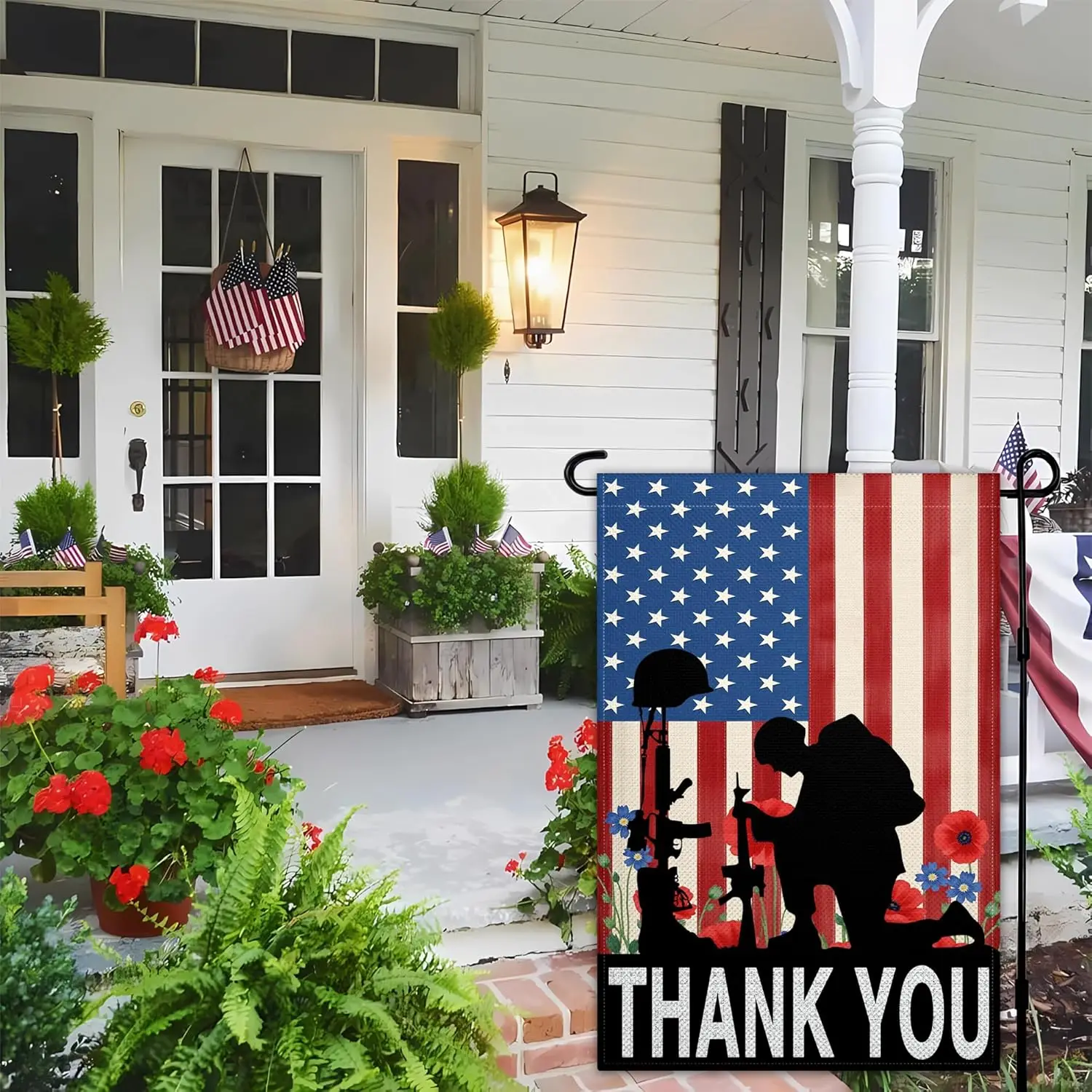 Memorial Day Garden Flags for Outside 12x18 Thank You Heroes Yard Flag Patriotic Remembrance Sympathy Decor for Outdoor Porc jjp