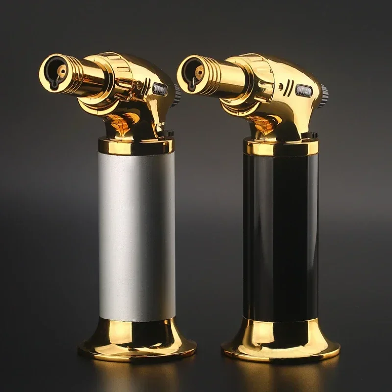 Windproof Spray Gun Refillable Kitchen Torch Lighter Butane Gas Jet Lighter Cigar Lighters Metal Welding Gun BBQ Cooking Gadgets