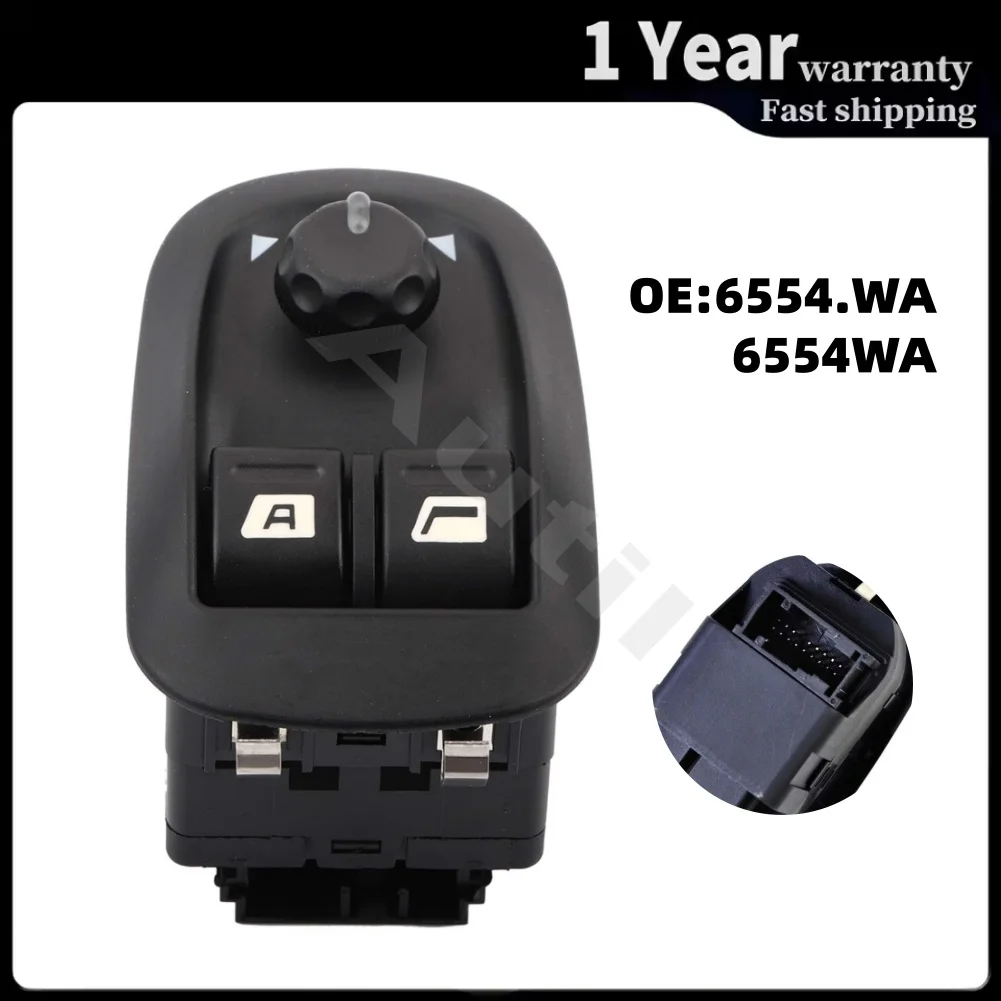 Power Window Control Switch 6554.WA for Peugeot 206 306 1998-2016 Electric Lifter Control Button Replacement Car Accessories