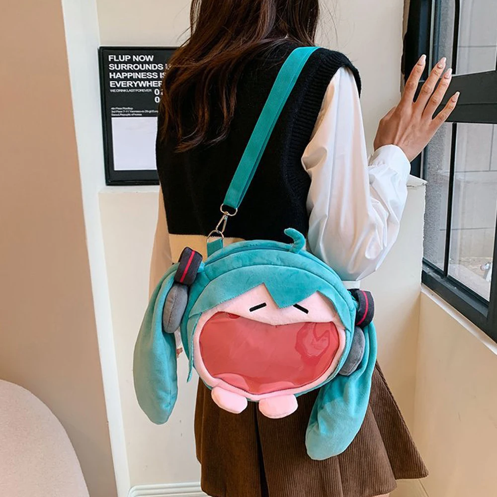 Hatsune Miku Shoulder Bag New Backpack Cute Anime Girl Plush Cartoon Kawaii Knapsack Student Bag Packet Kids Gifts Toys