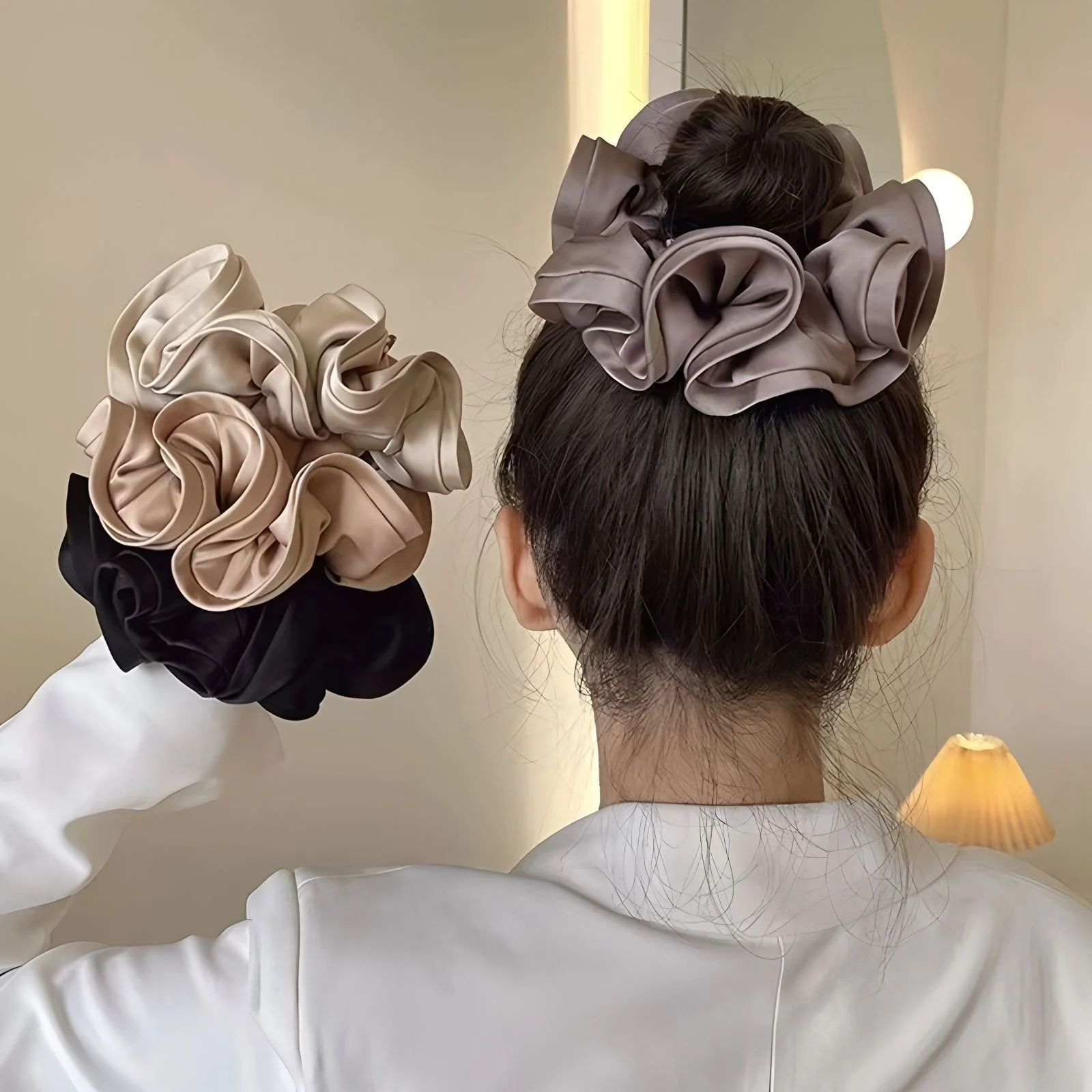 Französisches Design Sense Fungus Haargummi, einzigartiges Satin-Haargummi für Frauen mit schlichtem Temperament, neuer Stil Haargummi