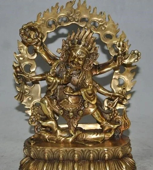 

9 "Buddha Tibet Perunggu Emas 6 Lengan Patung Buddha Dewa Ganesa Vajra