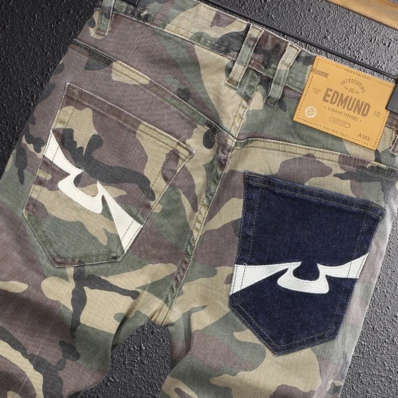 Street Fashion Men Jeans High Quality Camo Stretch Slim Fit Casual Denim Pants Men Pocket Designer Leisure Vintage Jeans Homme