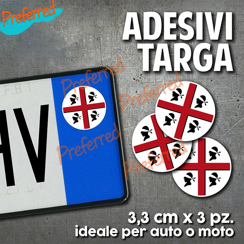 3x Stickers Sticker Ball Plate Flag Sarda Sardinia 4 Mori Car Bike Plate Vinyl Decal Customizable in Any Size No Background