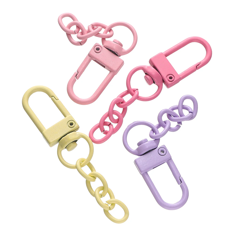 10pcs/Lot Colorful Alloy Snap Lobster Clasp with Extension Chains for Keychain Bag DIY Jewelry Making Accessories Supplies