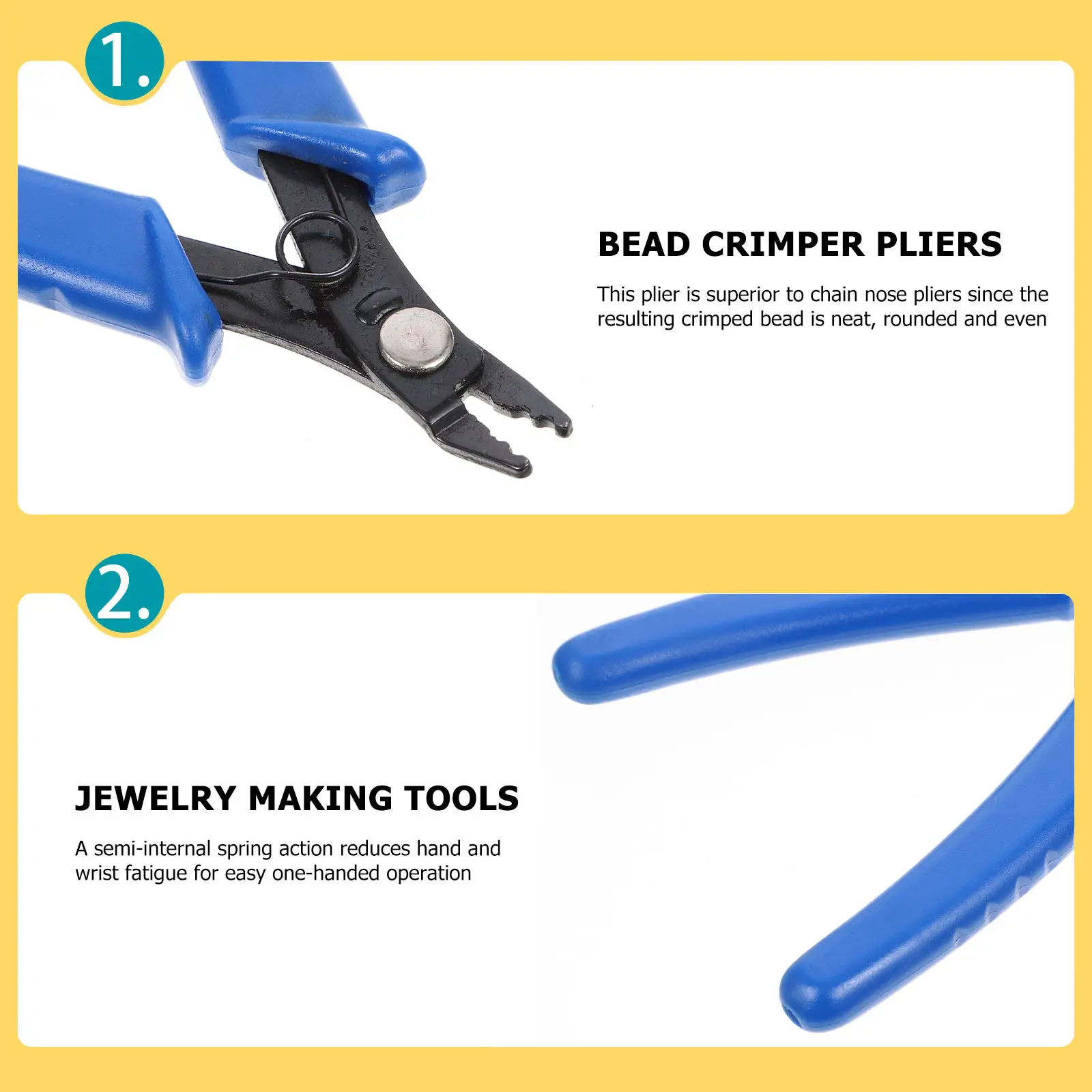 

Blue Handle Carbon Steel Bead Crimper Pliers Semi Internal Spring Jewelry Making Tool Crimp Covers Beads Clasps
