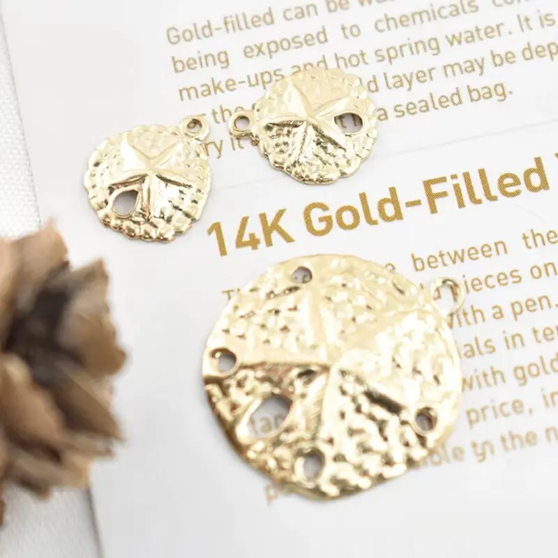 قلادة دلاية على شكل دولار رملية مملوءة بالذهب عيار 14 قيراط لصنع القلادة بنفسك نتائج المجوهرات - سحر موضوع المحيط