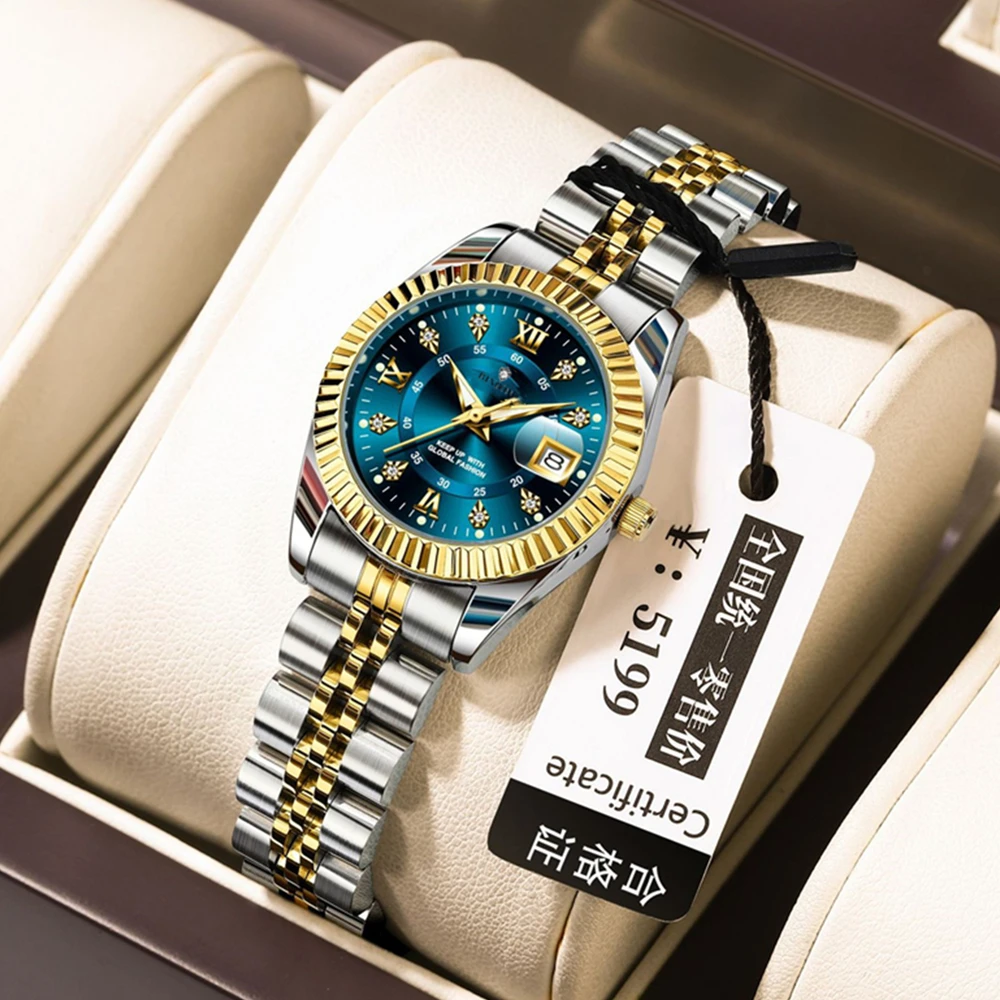 

New Diamond Watch Ladies Dress Fashion Quartz Wristwatches Gifts For Woman Luxury Blue Watches Womens Digital Clock Montre Femme