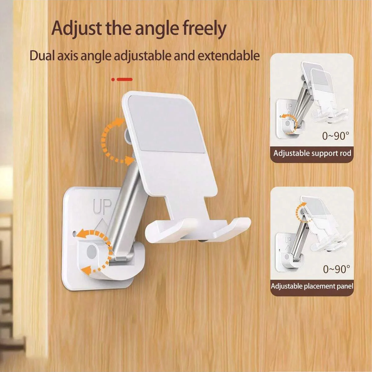 Suporte de Parede Sem Furos, Suporte Adesivo Dobrável para Telefone para Banheiro, Cozinha, Mesa e Transmissão ao Vivo