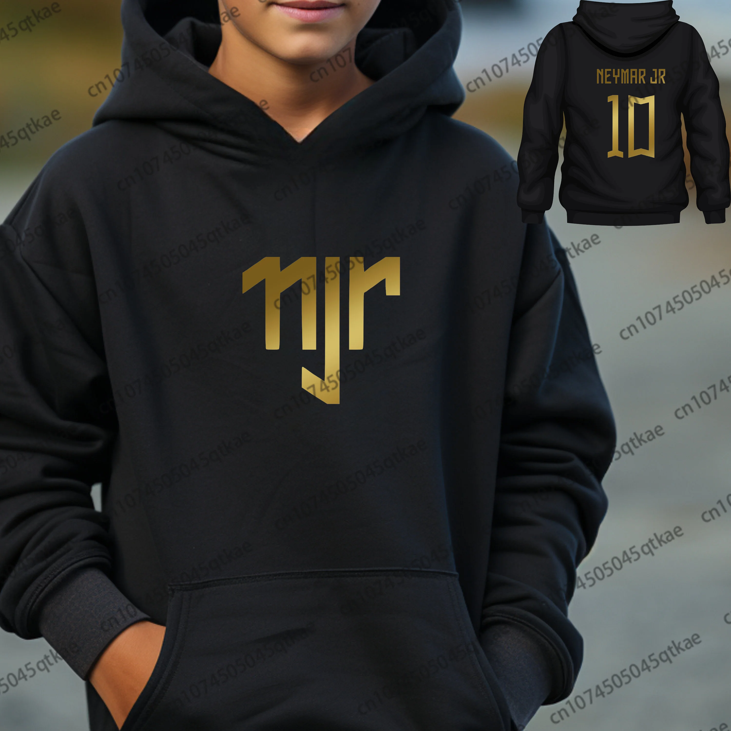 Fashion Neymar Jr  Inspired Soccer Hoodie Number 10 Sweatshirt Oversized High Quanlity Cotton Men's Cothing Hooded Sport Hooded