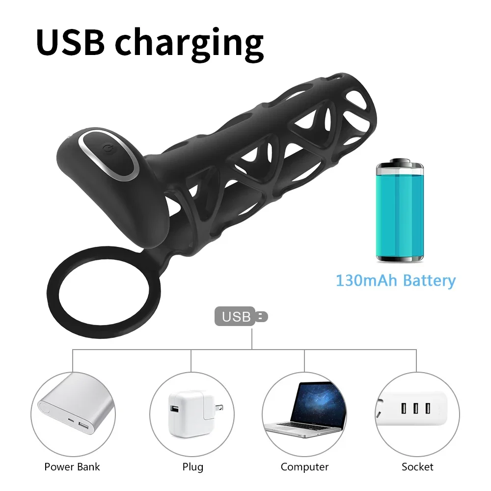 APP التحكم الذكور حلقات القضيب هزاز سيليكون قفص القضيب الخصية الصفن ضبط النفس الجنس لعب للرجال تأخير القذف لعبة الكبار