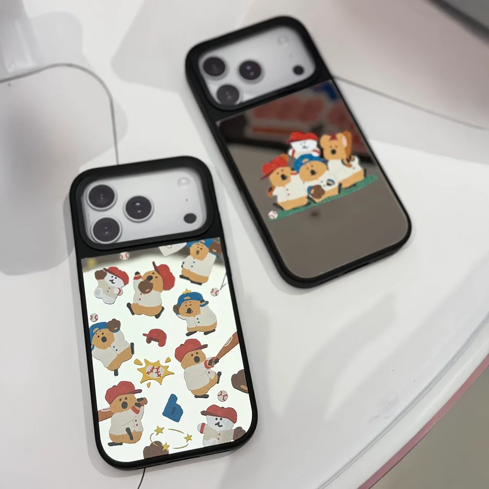 Christmas Cartoon Baseball Bear Mirror Surface Cover for IPhone 17 16 15 14 13 12 Pro Max 17 Air - Protective Magnetic Case - náhled 4