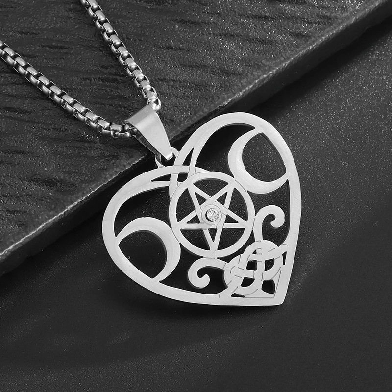 Stainless Steel Flower of Life Chakra Archangel Divine Metatron Necklace Moon Pendant for Men Women Solomon Jewelry