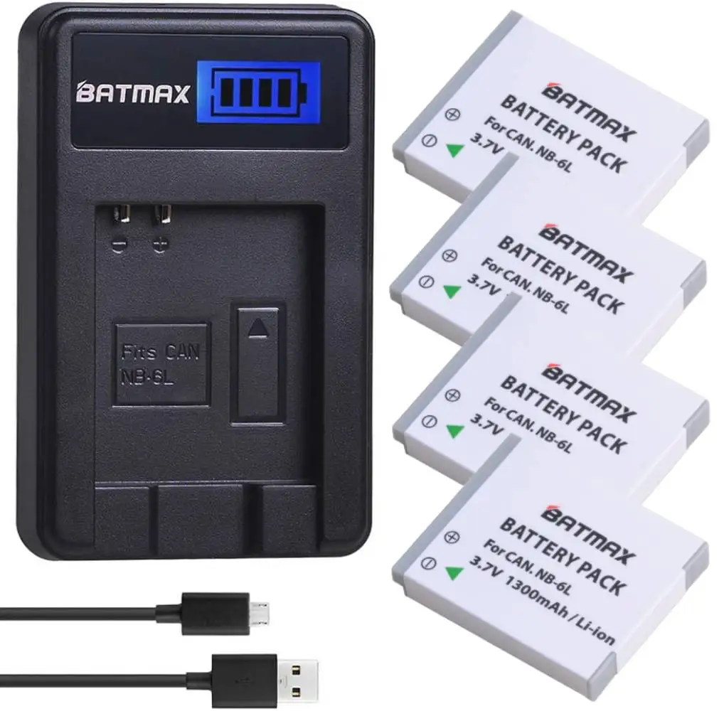 

Batmax NB-6L NB-6LH Battery NB6L Bateria +LCD USB Charger For Canon SX700 SX710 SX700HS S120 S110 SX170 IS S200 280HS S95 SX260