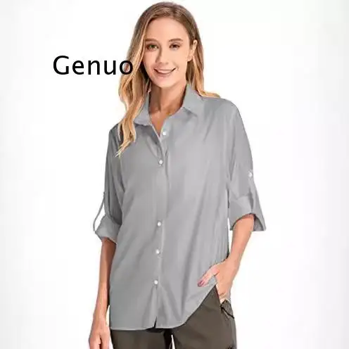 2026 New Womens Upf 50+ Sun Protection Shirt Long Sleeve Roll Up Button Down Outdoor Fishing Hiking Casual Blouse