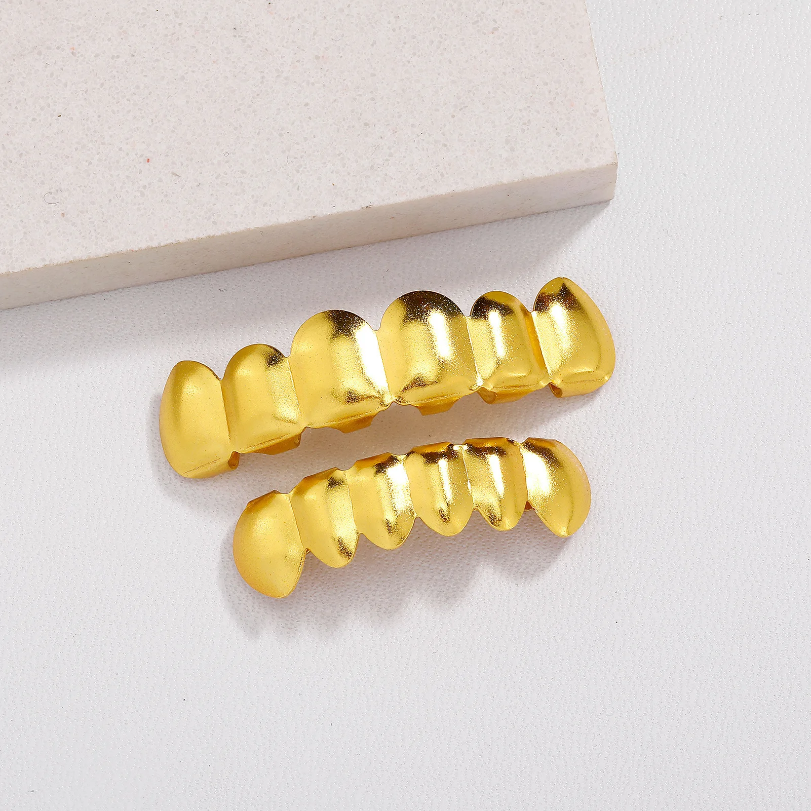 RACHELZ 6/6 نسيج الحرير ماتي الأسنان Grillz الهيب هوب أعلى أسفل الفم الأسنان قبعات للنساء الرجال المجوهرات هدية حفلة #6