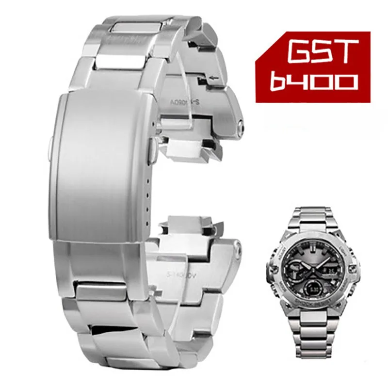 Correa de reloj de acero inoxidable para hombre, accesorio de pulsera de acero inoxidable sólido, adecuado para reloj Casio, G-SHOCK, serie GST-B400