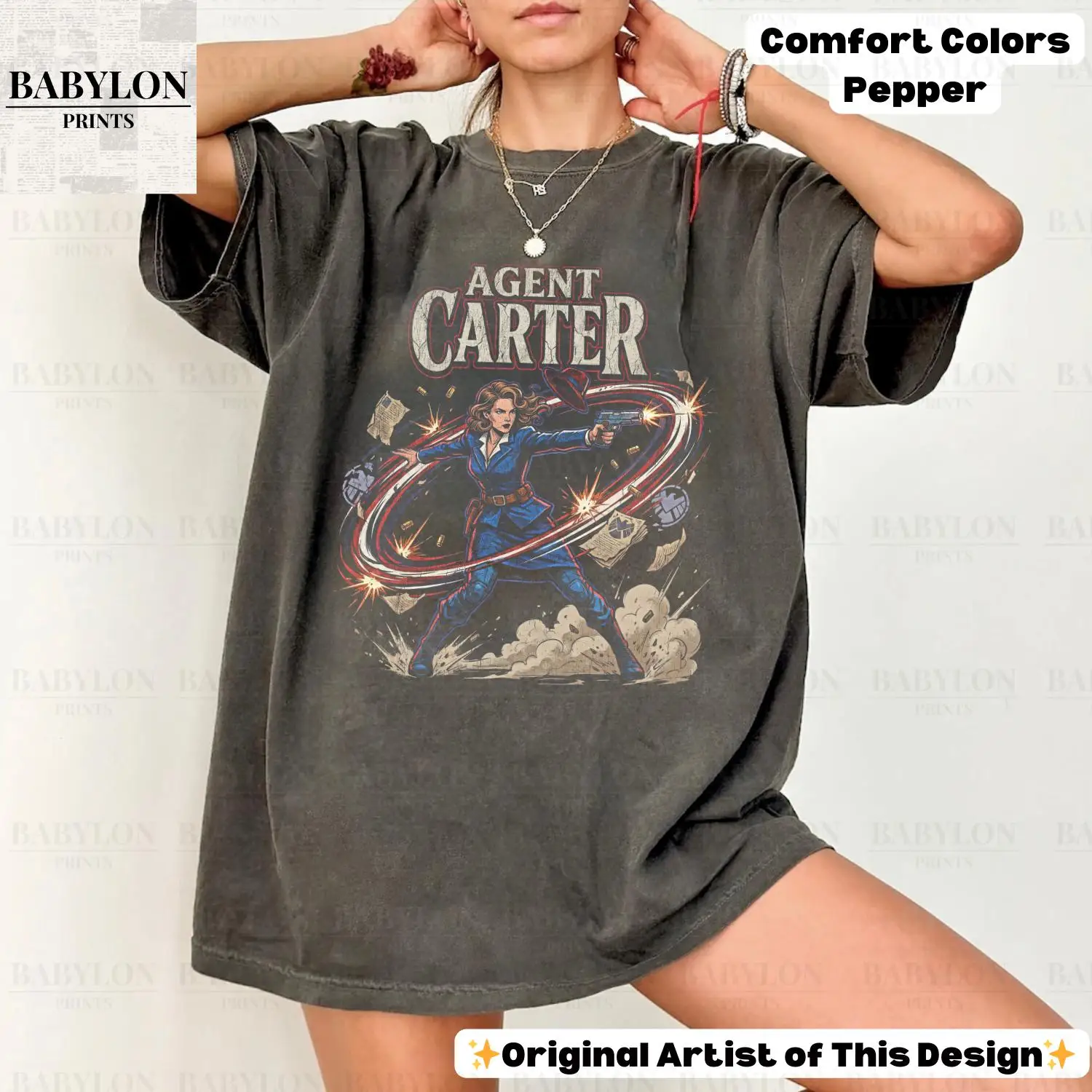 2026 Avengers Style Peggy Carter Men's and Women's Summer Pure Cotton T-shirt Fan Style Comfortable, Breathable, High-quality