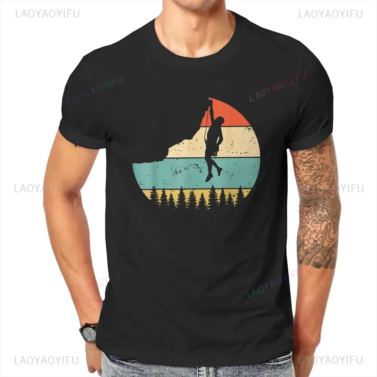 Mountaineering Hipster Rock Climbing Outdoor Sports Trend Hipste Printed Men's and Women's Graphic Street T-shirt