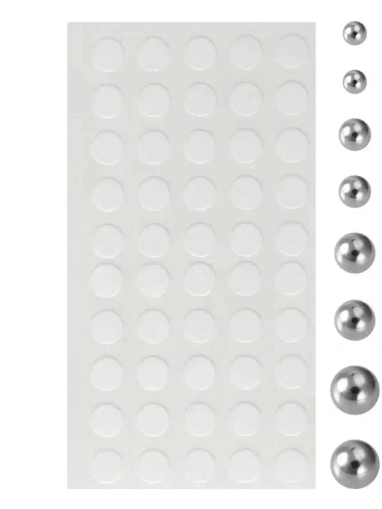 165pcs Sheet Non Piercing Magnetic Effect Self Adhesive Body Jewelry Stickers Waterproof Reusable Silver Metallic Ball Face Decals Fake Nose Stud Eyebrow Lip Stud Ear Ring For Cosplay Costume Makeup Hypoallergenic view 4