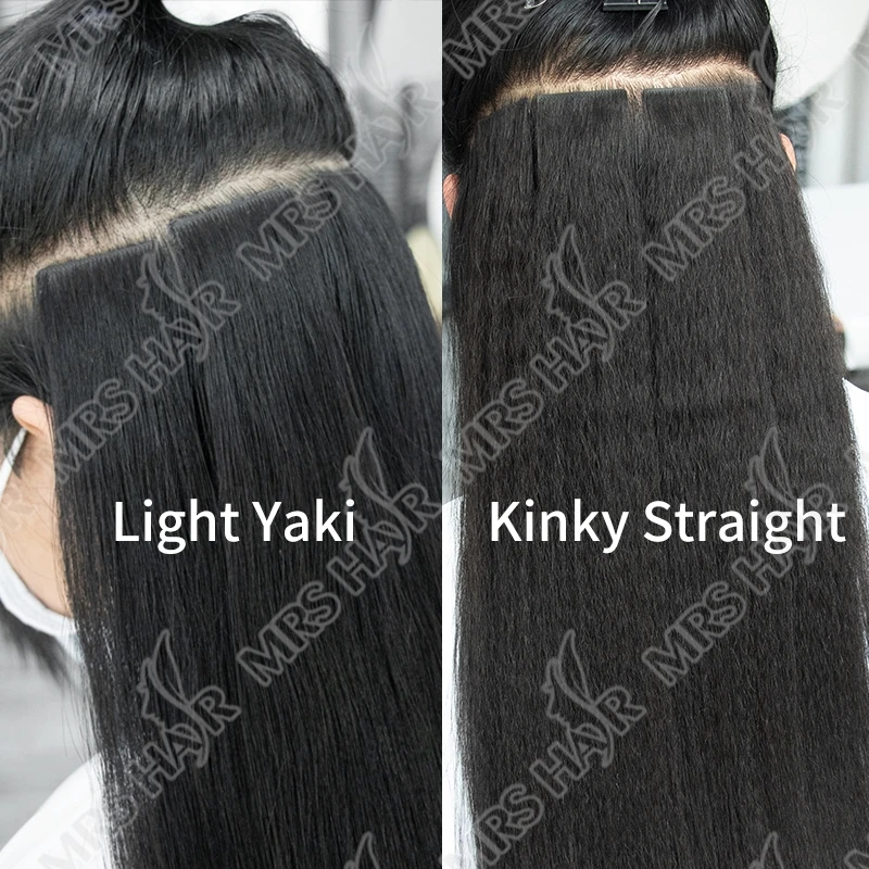 Nastro invisibile nelle estensioni dei capelli Nastro iniettato dritto Yaki dritto/chiaro crespo ins Colla con nucleo nero Remy Senza soluzione di continuità 20 pezzi