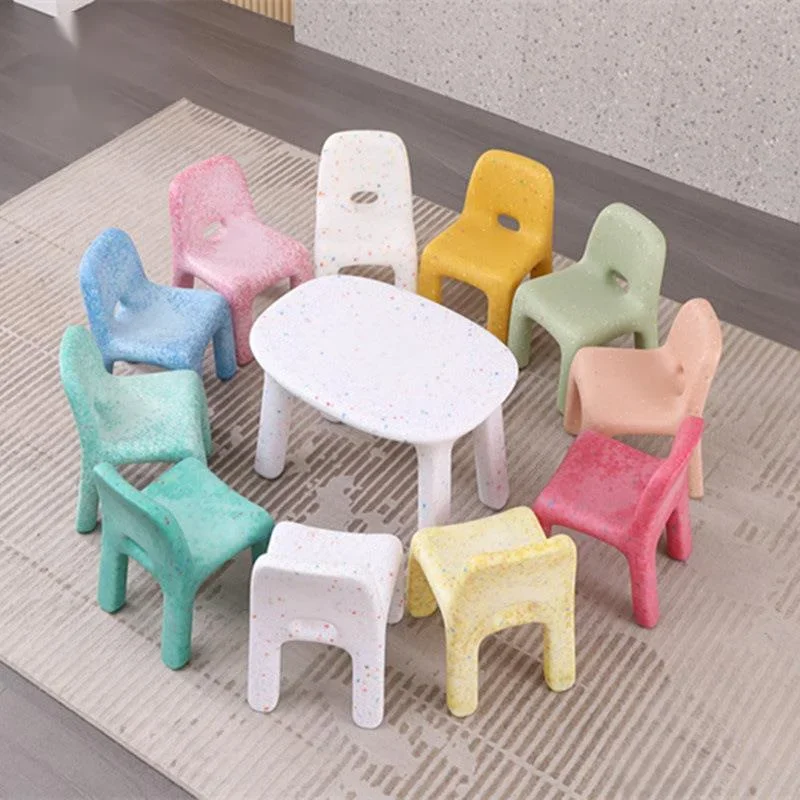 Nordic Ins Simple Kid Chair Short Style Ins Back Plastic Stool Family Living Room Small Bench Kindergarten Baby Dining Chair