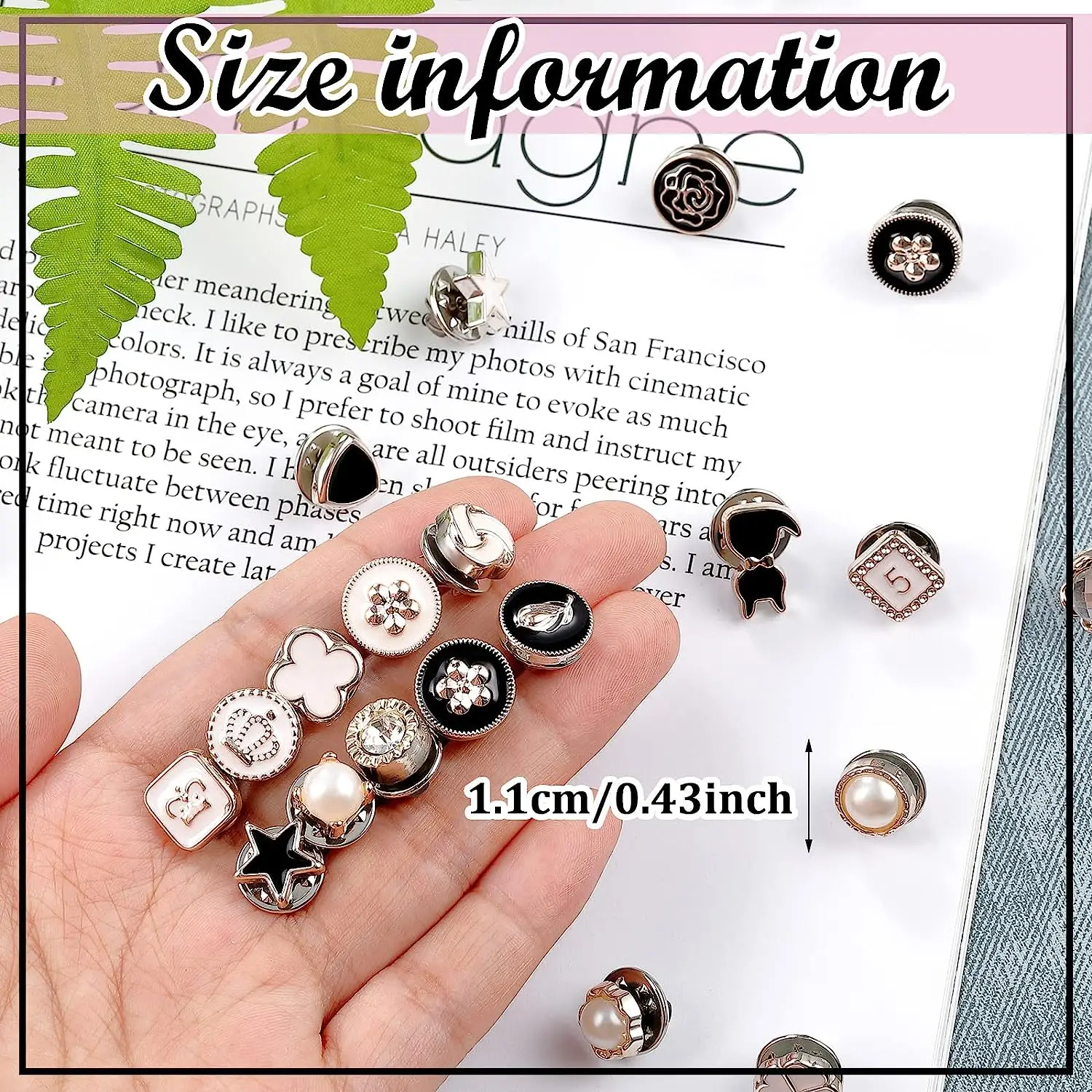 10Pcs Pearl Rhinestone Button No Sewing Brooch Prevent Accidental Exposure Buttons Brooches Pins Badge Cufflinks Shirt Button