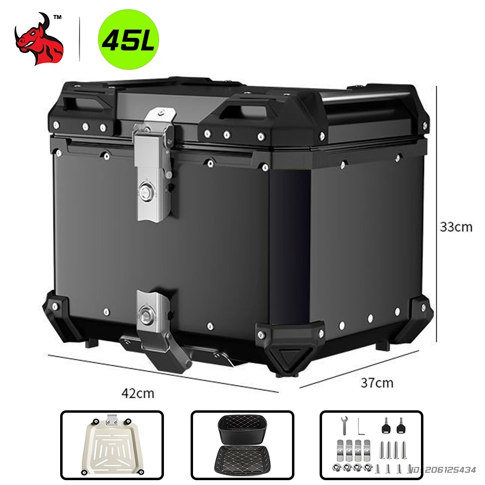 Universele Motorcycle Top Box Case 36L-65L Aluminium Bagage Staart Box Waterdichte Opslag Voor Scooter Motor Accessoires