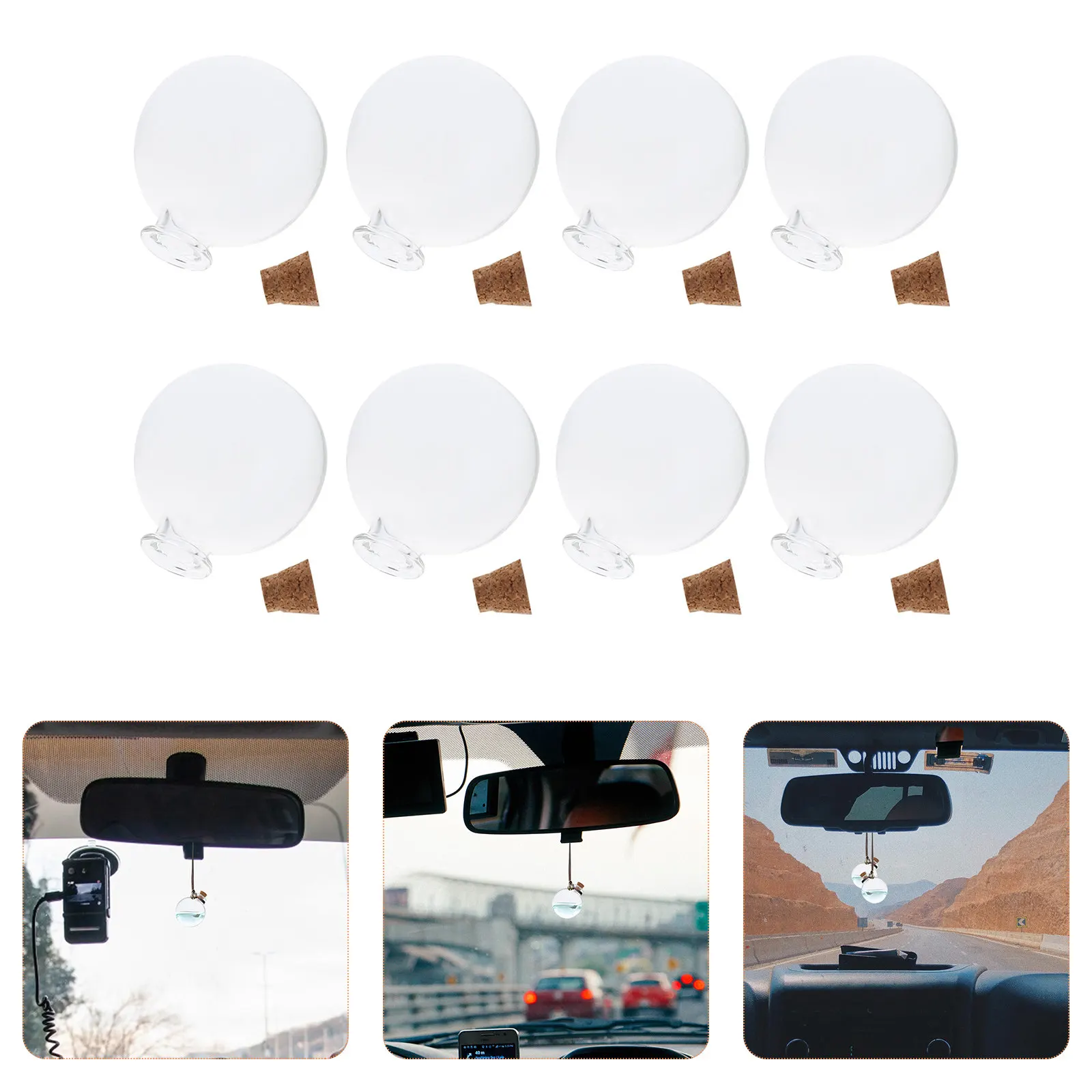 10Pcs Car Perfume Bottle Hanging Pendant DIY Glass Wooden Refillable Air Freshener Purify Smoke Interior Decor