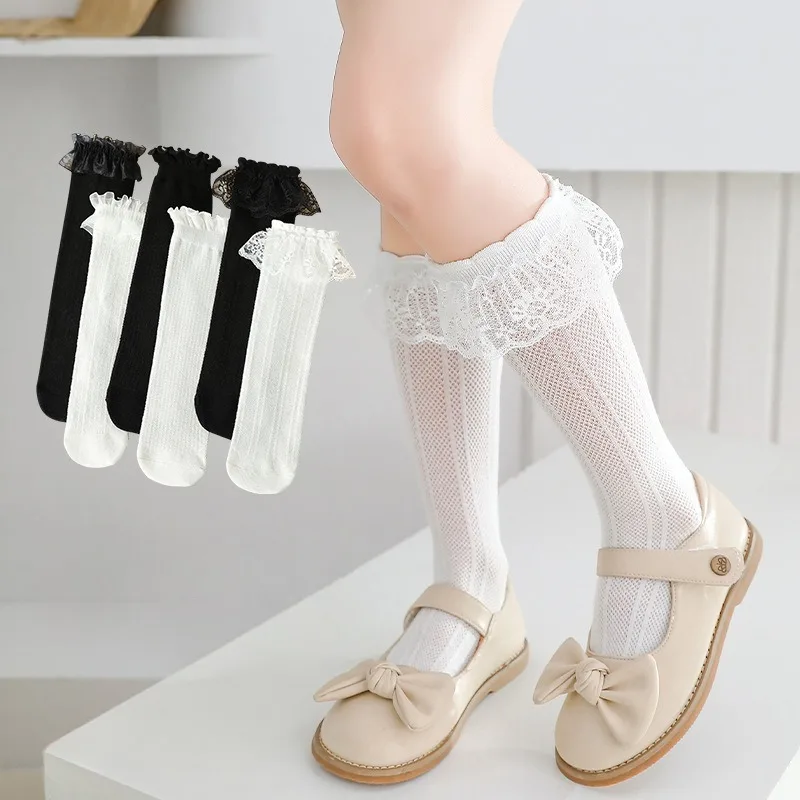 

Princess Girls Hollow Out Cute Socks Mesh Breathable School Baby Child Kawaii Sock Knee High Long Sweet Student Kids Lolita Sock
