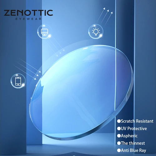 Lentes ópticos de luz azul con prescripción ZENOTTIC, lentes Anti rayos azules 1,56 1,61 1,67 (+ 12,00 ~-12,00) para hipermetropía, miopía y presbicia