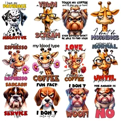 Funny Drama Happy Cute Cartoon Animal Sticker Dog Giraffe Iron on Transfers Patches for Clothes No Fading Crisp Detail Transfers