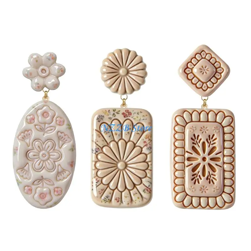 

T21F Polymer Clay Bohemian Flower Earring Molds Plastic Crafting Tools For Handmade Jewelry Making Creative Kids Activity