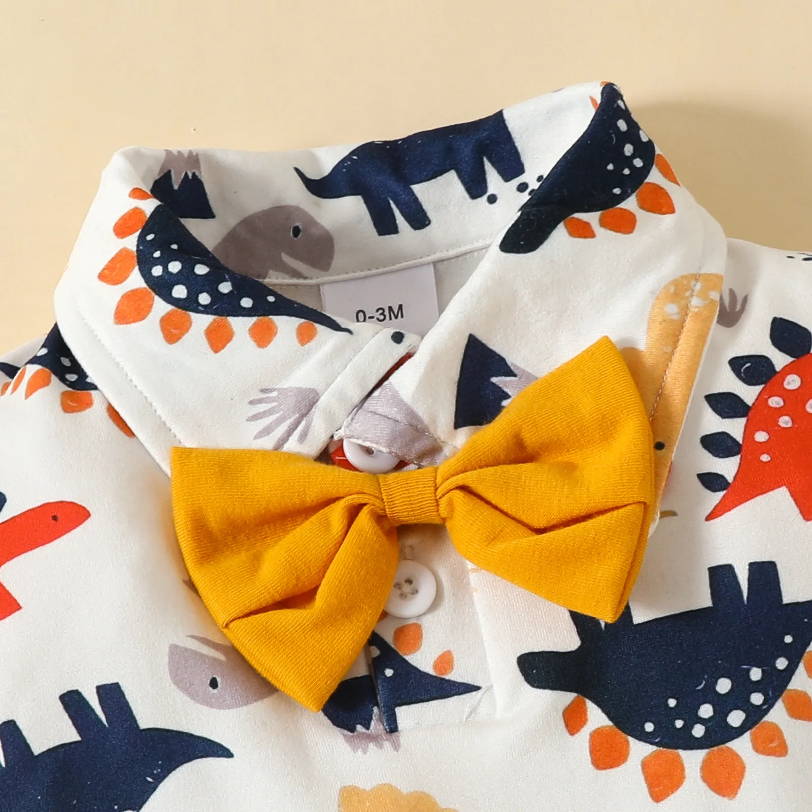 Stylish Gentleman Style Short Sleeve Bodysuit Suspenders Shorts Set for Baby Boys 0-1 Years Cartoon Animal Top and Bottoms