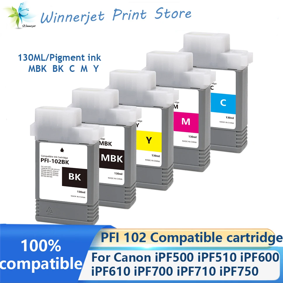 PFI 102 PFI-102 PFI102 Compatible cartridge With ink With chip for Canon iPF500 iPF510 iPF600  iPF610 iPF700 iPF710 iPF750