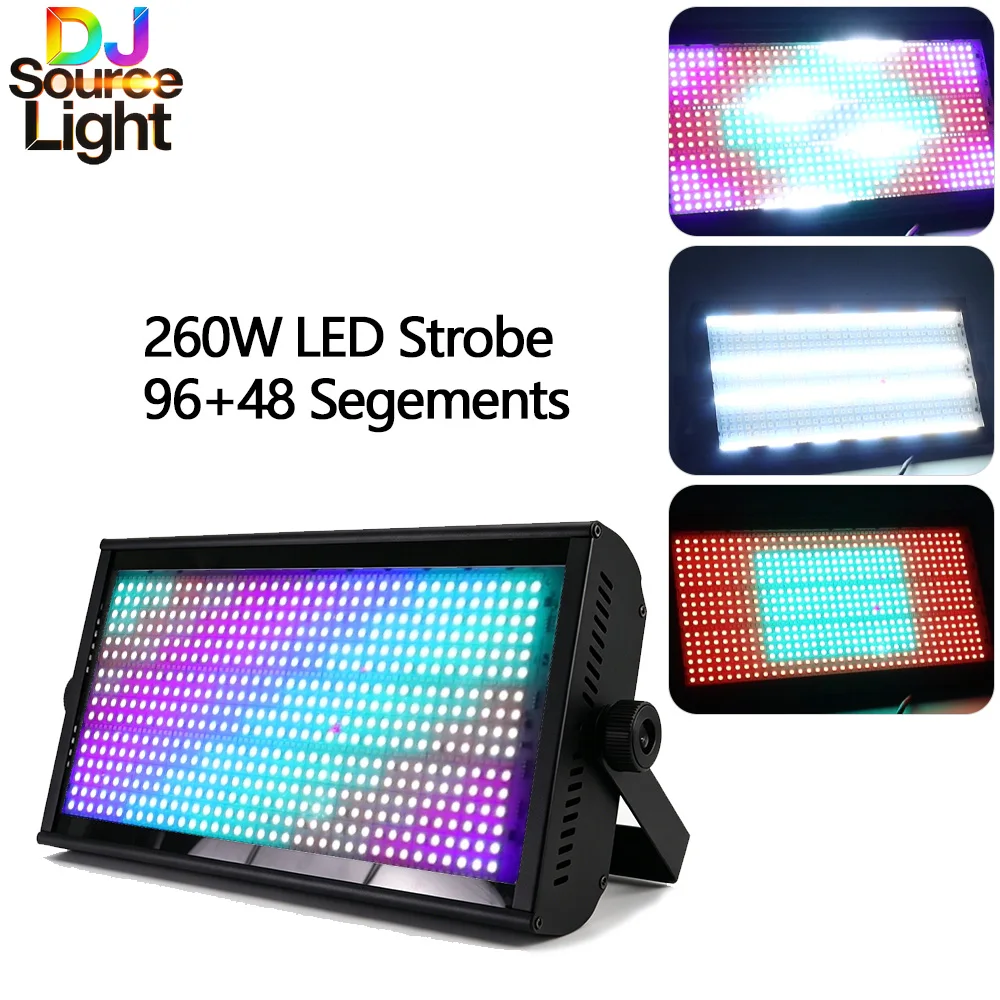 Djsource LED 260W RGBW Strobe Light 96+48 Segements Flash Wall Wash Effect For Party Club Wedding Event Dj Disco Stage Lighting