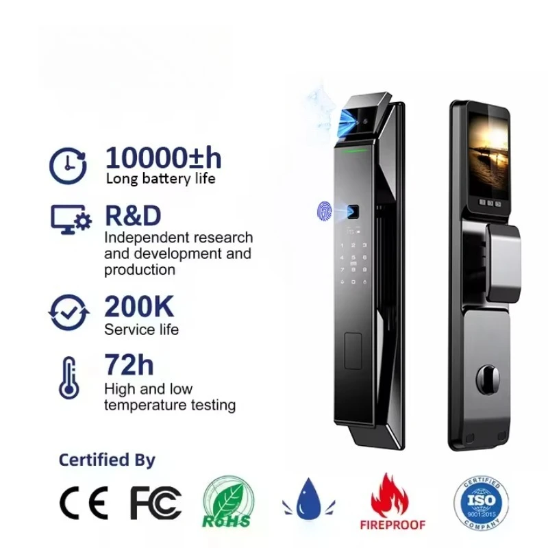 3D Face Recognition Digital Smart Biometric Fingerprint Door Lock Aluminum Wood Door App Wifi Fingerprint Lock for Home Security
