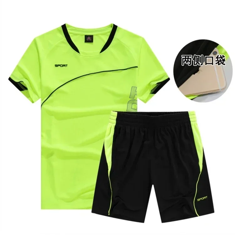 Conjunto de ropa deportiva para correr para hombre, ropa de manga corta para Fitness, baloncesto, tenis, fútbol, ropa de gimnasio de talla grande,