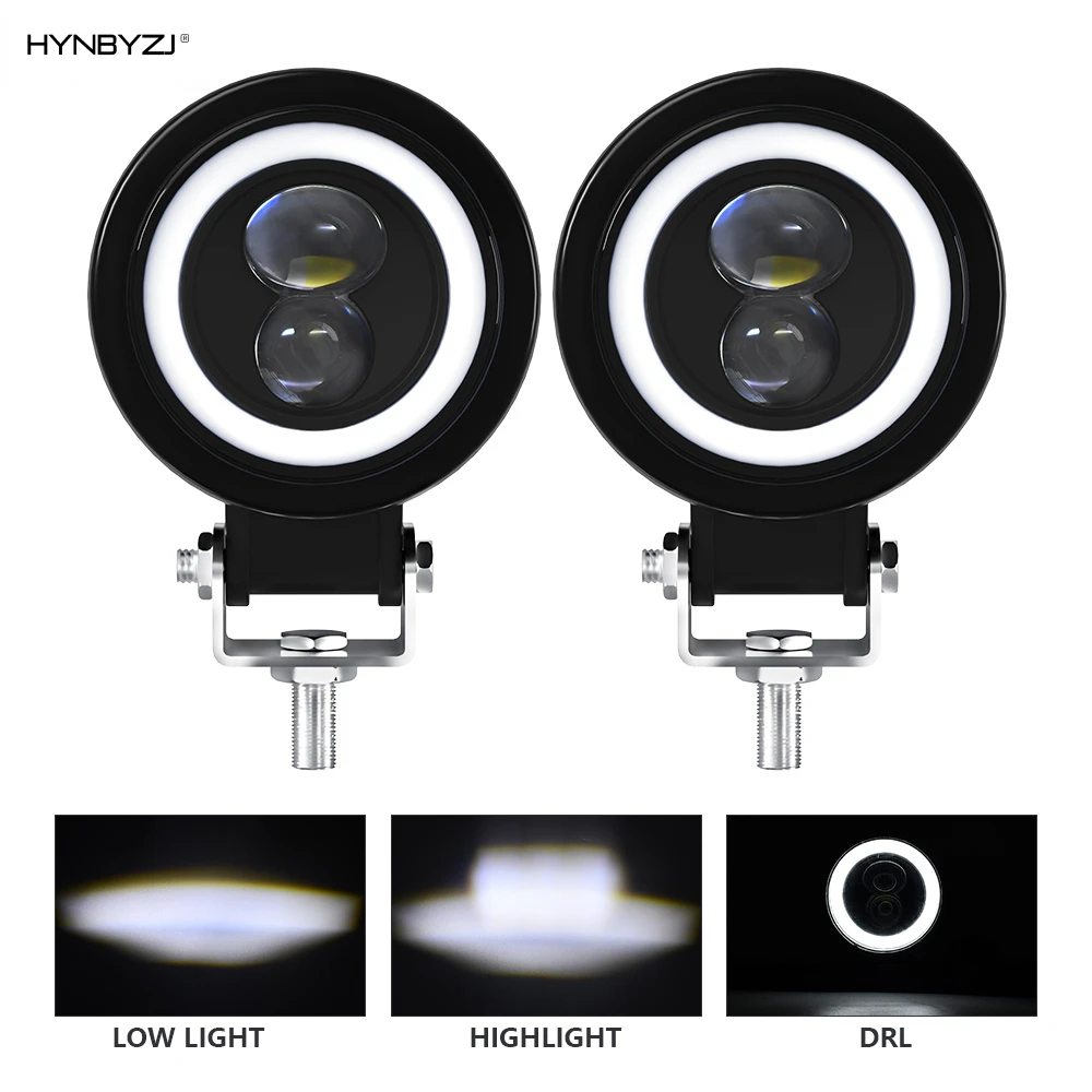 

HYNBYZJ 120 Вт мотоциклетная фара DRL Angel Eyes12V 24 В противотуманные фары Led Super Brighter 6000K для маяка перед светодиодом