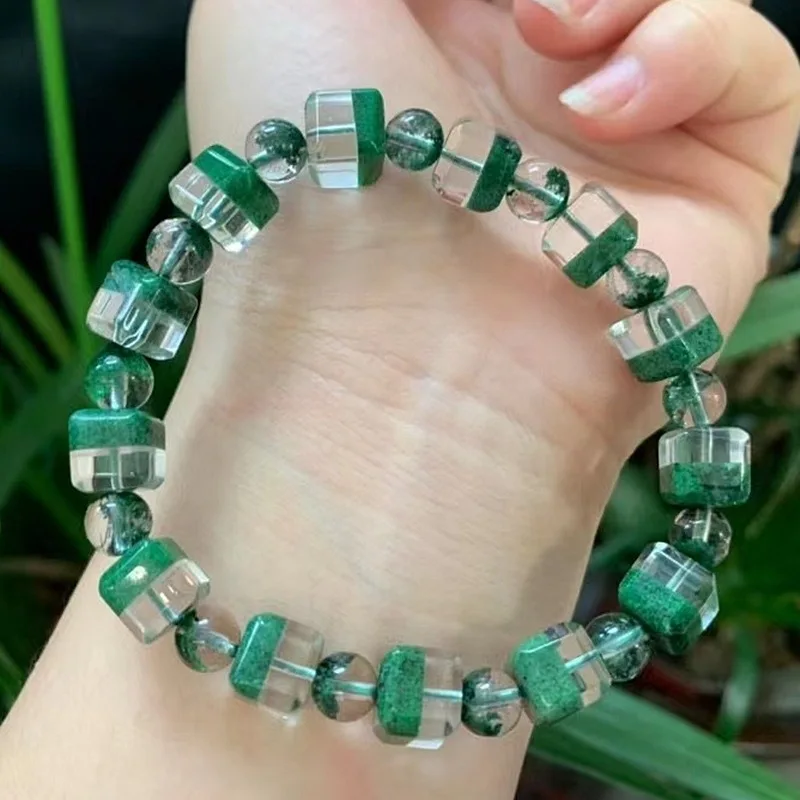 Ore Brazil Green Phantom Quartz Cornucopia Bracelet Ghost Square SugarOrnament Men and Women