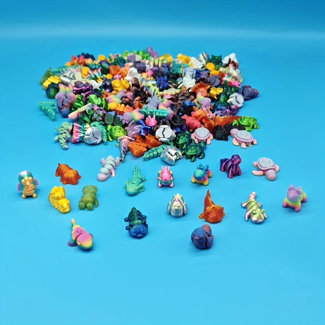 10/30pc [3D printed mini animal decorations] Fantasy animal decorations, bright mixed colors, suitable for home and office decoration, car decoration, Christmas, Halloween and other holiday gifts