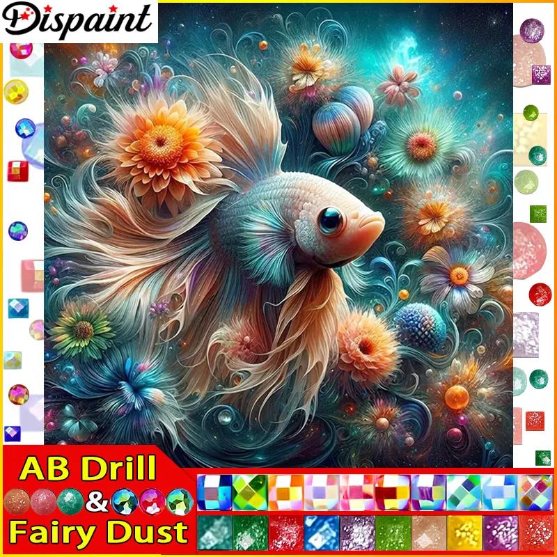 

Dispaint Fairy Dust AB 5D Алмазная вышивка «рыба, животное, цветок», полная круглая/квадратная алмазная живопись «сделай сам», вышивка крестиком